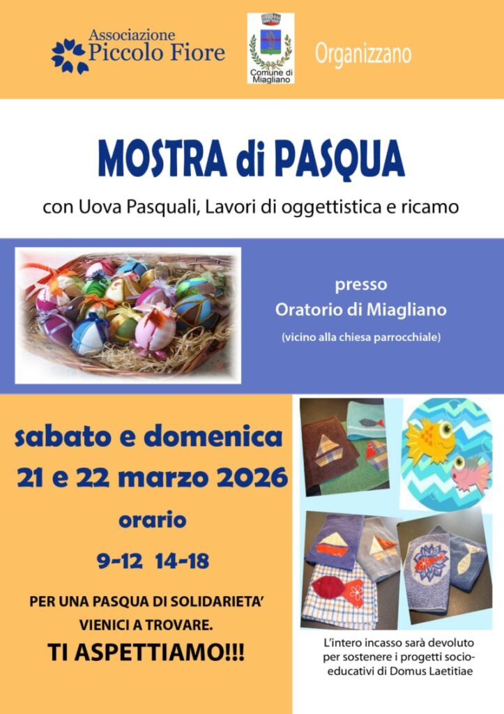 Tradizionale mostra di Pasqua il 21 e 22 Marzo
PARTECIPATE NUMEROSI !!!
