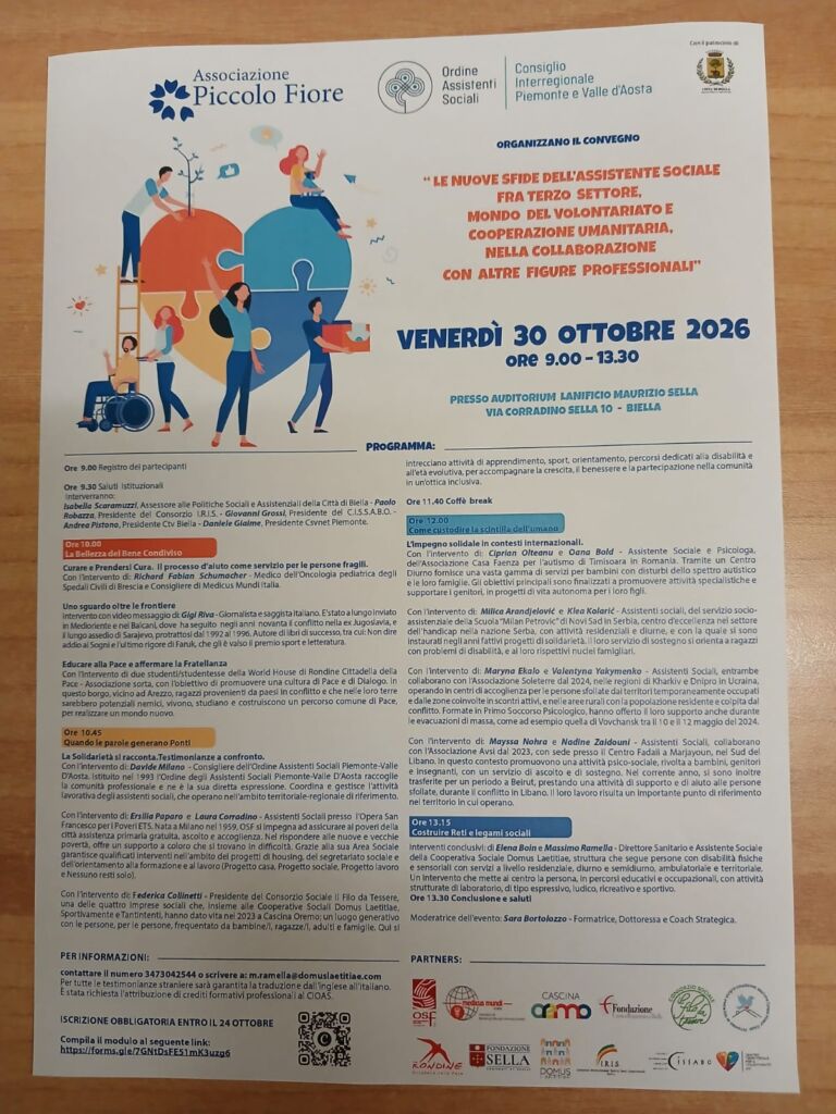Venerdi 30 ottobre 2026 ore 9:00 - 13:30 presso Auditorium Lanificio Maurizio Sella , Via Corradino Sella 10, Biella